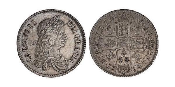1/2 Крона(английская) Королевство Англия (927-1649,1660-1707) Серебро Карл II (1630-1685)