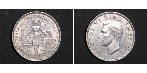 1/2 Крона(английская) Новая Зеландия Серебро Георг VI (1895-1952)