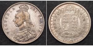 1/2 Крона(английская) Соединённое королевство Великобритании и Ирландии (1801-1922) Серебро Виктория (1819 - 1901)