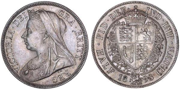 1/2 Крона(английская) Соединённое королевство Великобритании и Ирландии (1801-1922) Серебро Виктория (1819 - 1901)