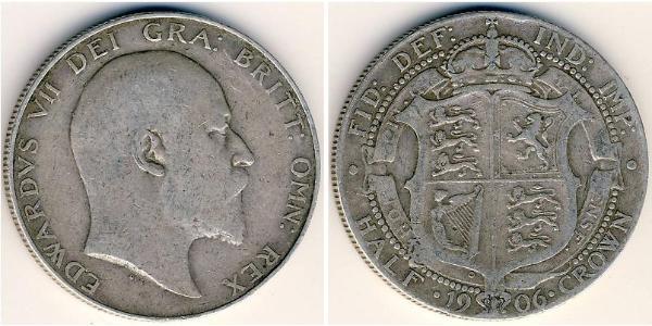 1/2 Крона(английская) Соединённое королевство Великобритании и Ирландии (1801-1922) Серебро Эдуард VII (1841-1910)