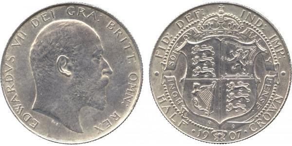 1/2 Крона(английская) Соединённое королевство Великобритании и Ирландии (1801-1922) Серебро Эдуард VII (1841-1910)
