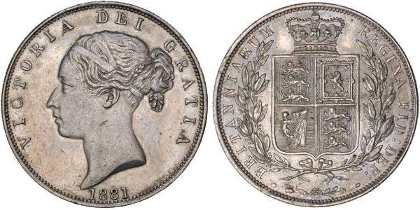 1/2 Крона(английская) Соединённое королевство Великобритании и Ирландии (1801-1922) Серебро Виктория (1819 - 1901)