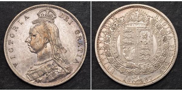 1/2 Крона(английская) Соединённое королевство Великобритании и Ирландии (1801-1922) Серебро Виктория (1819 - 1901)