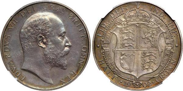1/2 Крона(английская) Соединённое королевство Великобритании и Ирландии (1801-1922) Серебро Эдуард VII (1841-1910)