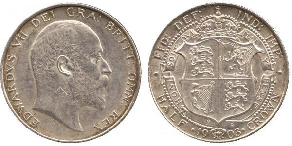 1/2 Крона(английская) Соединённое королевство Великобритании и Ирландии (1801-1922) Серебро Эдуард VII (1841-1910)