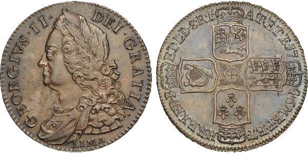 1/2 Крона(англійська) Королівство Великобританія (1707-1801) Золото Георг II (1683-1760)
