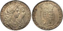 1/2 Крона(англійська) Королівство Англія (927-1649,1660-1707) Срібло Вільгельм III (1650-1702)