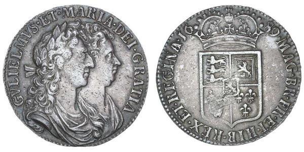 1/2 Крона(англійська) Королівство Англія (927-1649,1660-1707) Срібло Вільгельм III (1650-1702)
