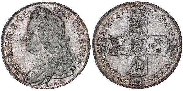 1/2 Крона(англійська) Королівство Великобританія (1707-1801) Срібло Георг II (1683-1760)