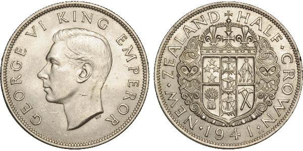 1/2 Крона(англійська) Нова Зеландія Срібло Георг VI (1895-1952)