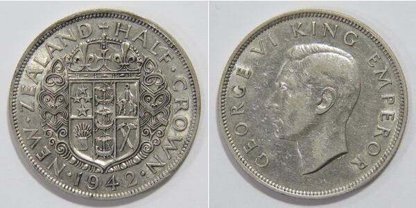 1/2 Крона(англійська) Нова Зеландія Срібло Георг VI (1895-1952)