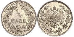 1/2 Марка Германская империя (1871-1918) Серебро 