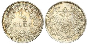 1/2 Марка Германская империя (1871-1918) Серебро 
