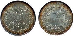 1/2 Марка Германская империя (1871-1918) Серебро 