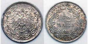 1/2 Марка Германская империя (1871-1918) Серебро 