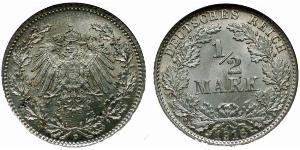1/2 Марка Германская империя (1871-1918) Серебро 