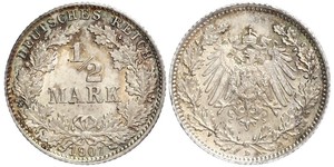 1/2 Марка Германская империя (1871-1918) Серебро 