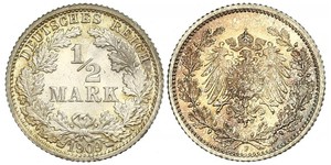 1/2 Марка Германская империя (1871-1918) Серебро 