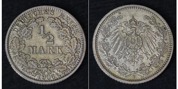 1/2 Марка Германская империя (1871-1918) Серебро 