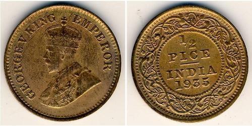 1/2 Пайса Британська Індія (1858-1947) Бронза Георг V (1865-1936)