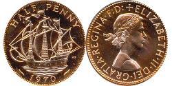 1/2 Penny Regno Unito (1922-) Bronzo Elisabetta II (1926-2022)