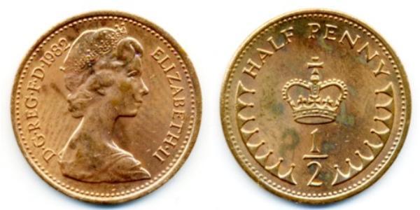 1/2 Пенни Великобритания (1922-) Бронза Елизавета II (1926-2022)