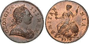 1/2 Пенни Королевство Великобритания (1707-1801) Бронза Георг III (1738-1820)