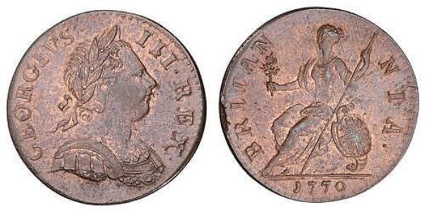 1/2 Пенни Королевство Великобритания (1707-1801) Бронза Георг III (1738-1820)