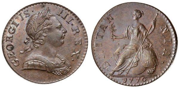 1/2 Пенни Королевство Великобритания (1707-1801) Бронза Георг III (1738-1820)
