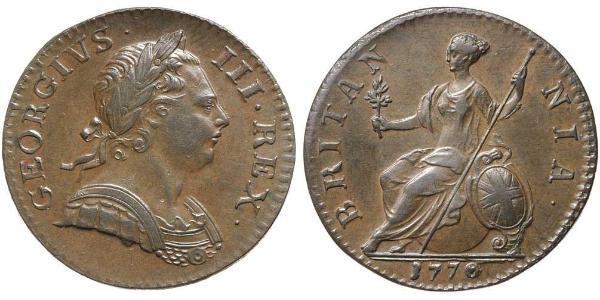 1/2 Пенни Королевство Великобритания (1707-1801) Бронза Георг III (1738-1820)
