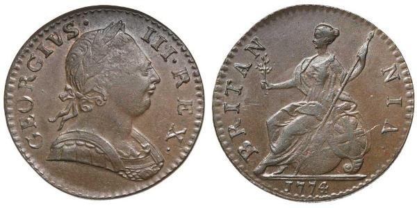 1/2 Пенни Королевство Великобритания (1707-1801) Бронза Георг III (1738-1820)