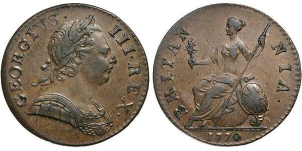 1/2 Пенни Королевство Великобритания (1707-1801) Бронза Георг III (1738-1820)
