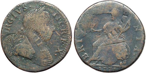 1/2 Пенни Королевство Великобритания (1707-1801) Бронза Георг III (1738-1820)