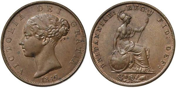 1/2 Пенни Соединённое королевство Великобритании и Ирландии (1801-1922) Бронза Виктория (1819 - 1901)