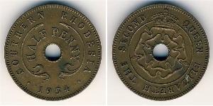 1/2 Пенни Южная Родезия (1923-1980) Бронза Елизавета II (1926-2022)