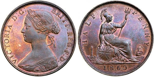 1/2 Пенни Великобритания  Медь Виктория (1819 - 1901)