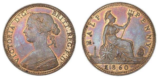 1/2 Пенни Великобритания  Медь Виктория (1819 - 1901)