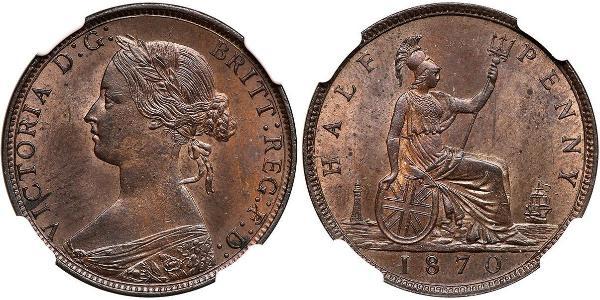 1/2 Пенни Великобритания  Медь Виктория (1819 - 1901)
