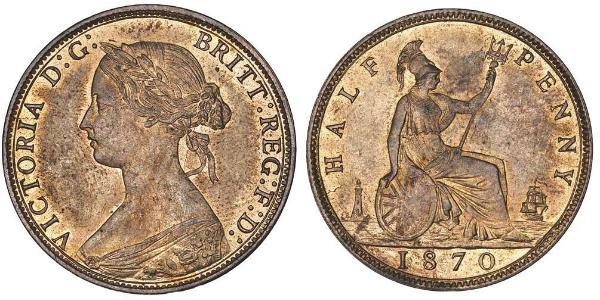 1/2 Пенни Великобритания  Медь Виктория (1819 - 1901)