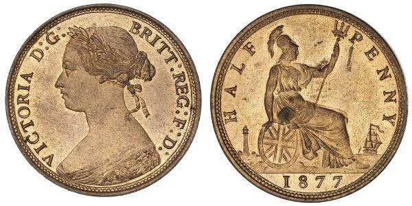 1/2 Пенни Великобритания  Медь Виктория (1819 - 1901)