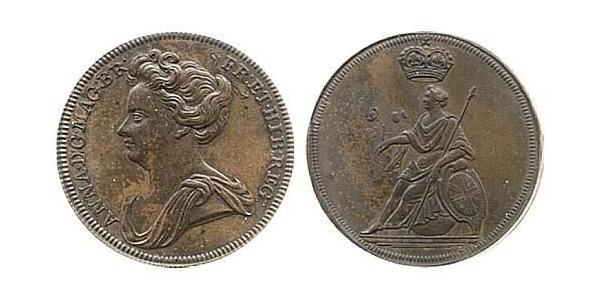 1/2 Пенни Королевство Великобритания (1707-1801) Медь Анна (королева Великобритании)(1665-1714)