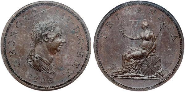 1/2 Пенни Соединённое королевство Великобритании и Ирландии (1801-1922) Медь Георг III (1738-1820)