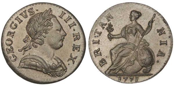 1/2 Пені Королівство Великобританія (1707-1801) Бронза Георг III (1738-1820)