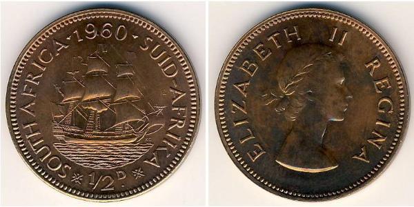 1/2 Пені Південно-Африканська Республіка Бронза Єлизавета II (1926-2022)
