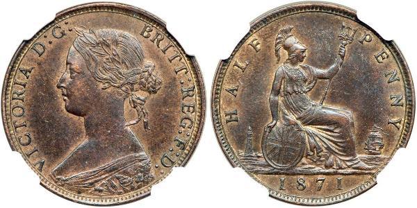 1/2 Пені Велика Британія  Мідь Вікторія (1819 - 1901)