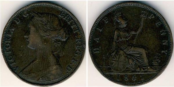 1/2 Пені Велика Британія  Мідь Вікторія (1819 - 1901)