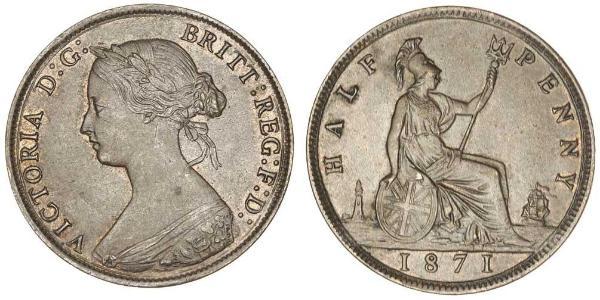1/2 Пені Велика Британія  Мідь Вікторія (1819 - 1901)
