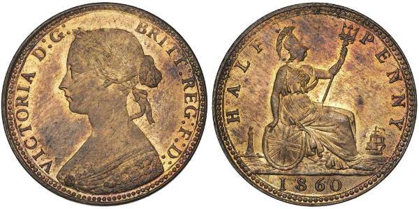 1/2 Пені Велика Британія  Мідь Вікторія (1819 - 1901)