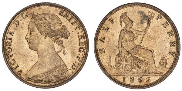 1/2 Пені Велика Британія  Мідь Вікторія (1819 - 1901)